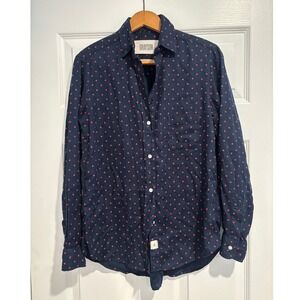 GRAYSON The Hero Lyocell Button Down Shirt Navy Red Ladybug Bug Print Size 01 XS